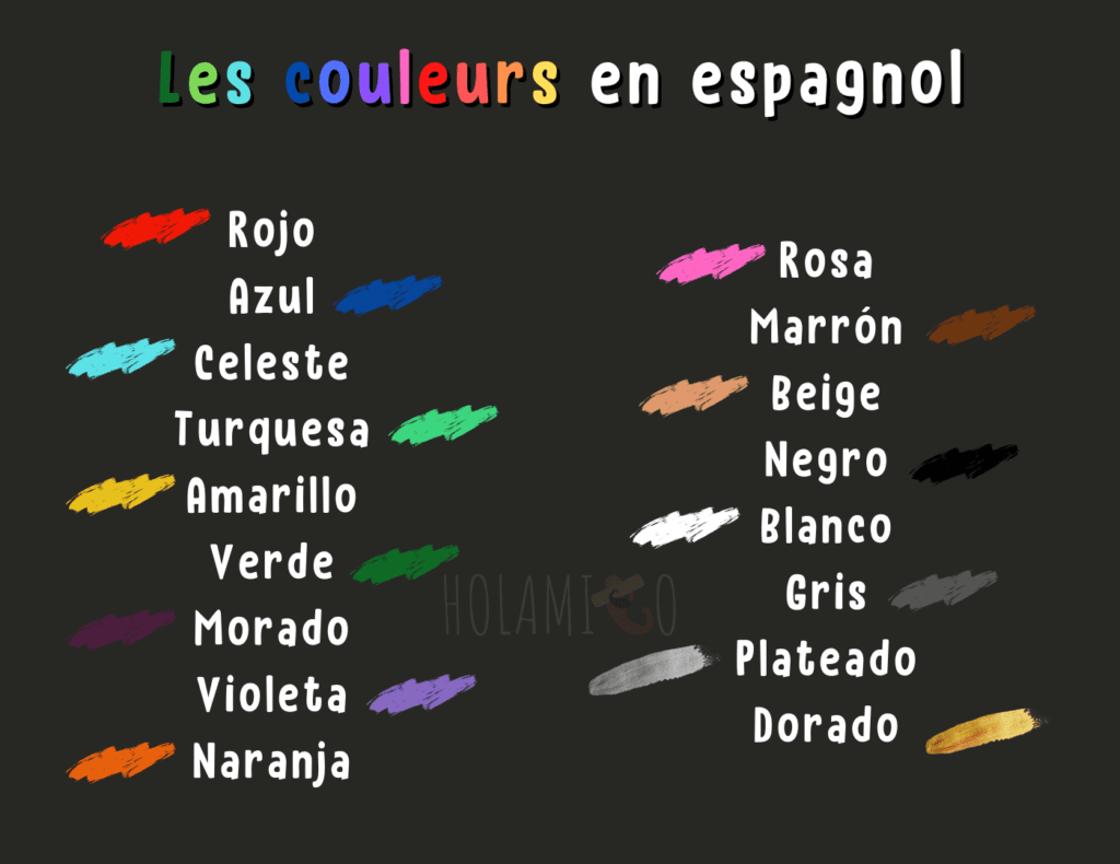 Vocabulaire tout savoir sur les couleurs en espagnol