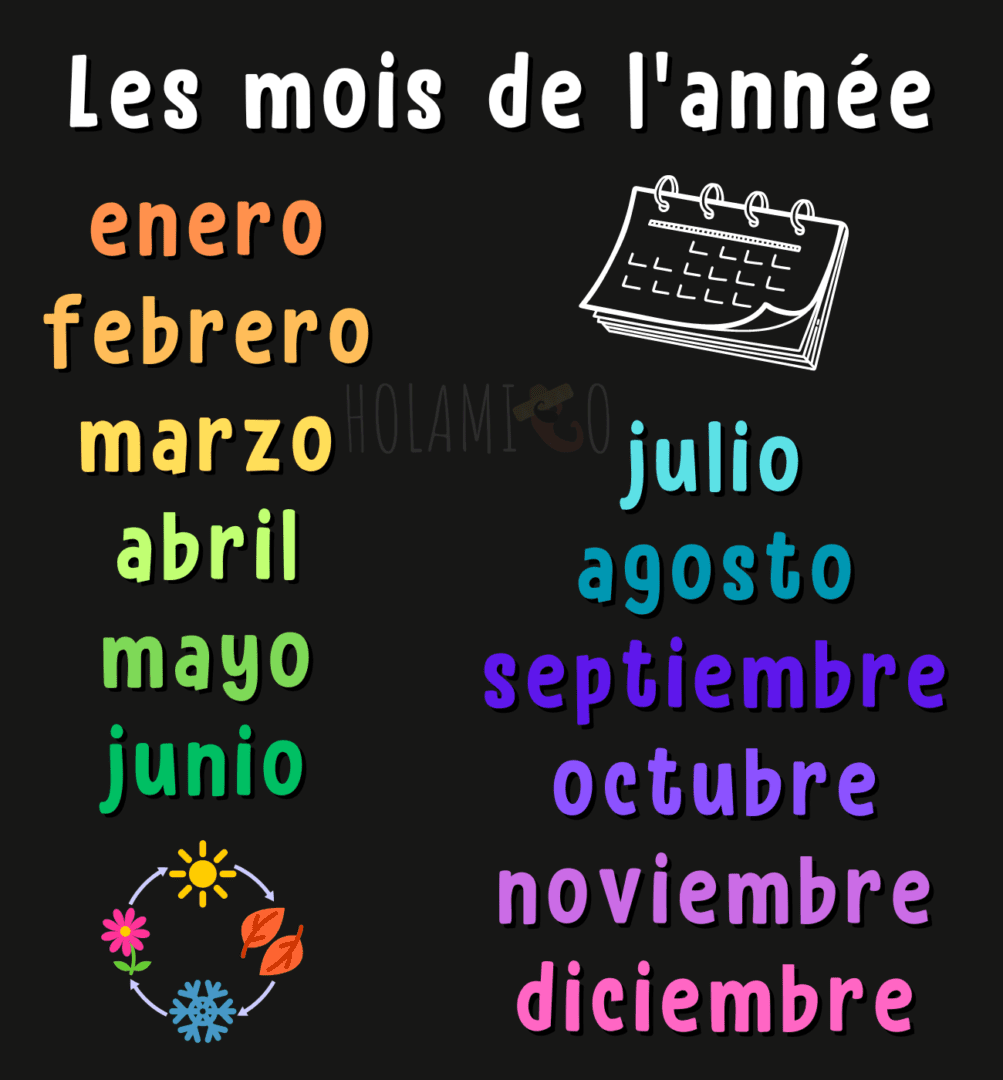 Vocabulaire les mois de l