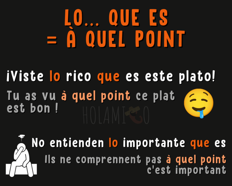 schéma résumé sur lo en espagnol quand il se traduit par à quel point