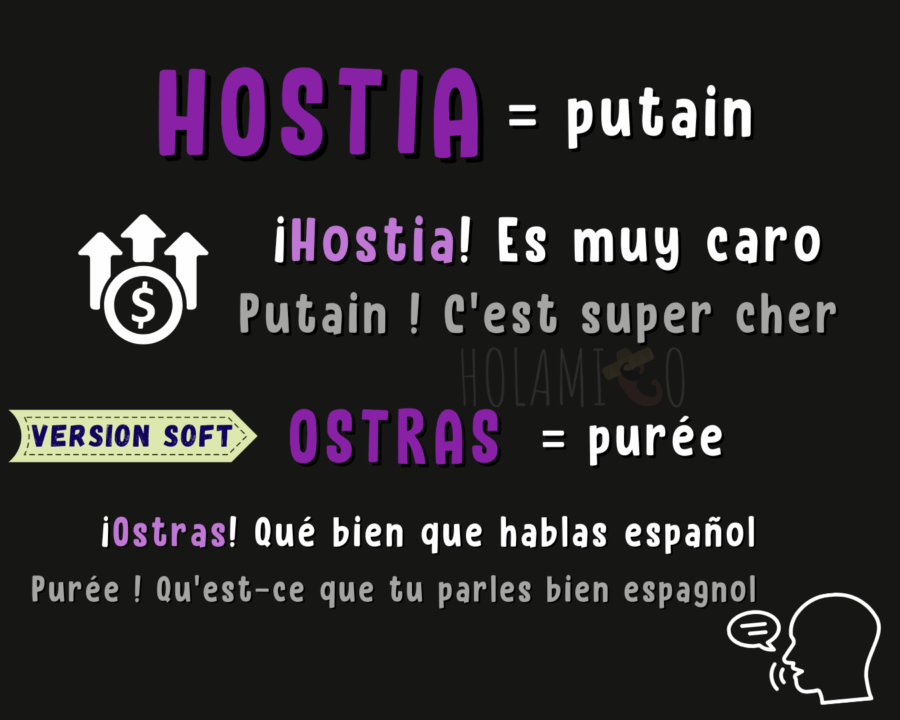 schéma résumé sur le gros mot hostia en espagnol
