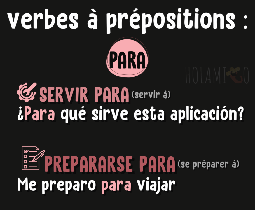 schéma sur les verbes avec la préposition "para" en espagnol