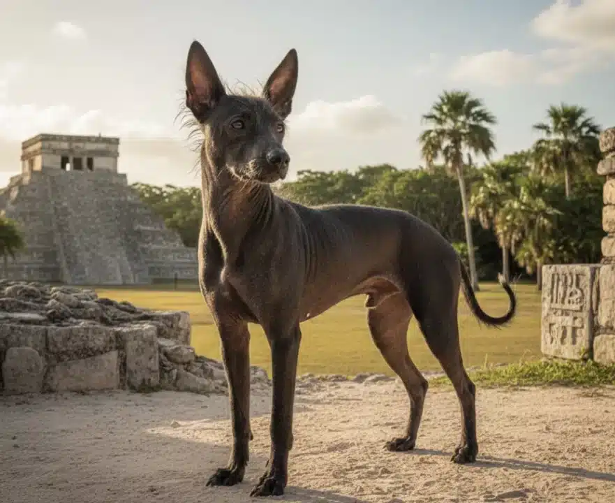 Photo d'un xoloitzcuintle, chien emblématique du Mexique et de la fête des morts