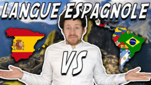 Miniature de vidéo avec une photo de Pierre entouré d'une carte de l'Espagne et de l'Amérique latine et au dessus, le titre « langue espagnol », illustrant un article Holamigo