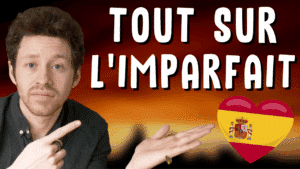 Miniature de vidéo avec une photo de Pierre, le titre « tout sur l'imparfait » et un drapeau espagnol, illustrant un article Holamigo