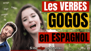 Miniature de vidéo avec une photo de Pierre avec le titre « les verbes gogos en espagnol » et un clip vidéo en arrière-plan, illustrant un article Holamigo