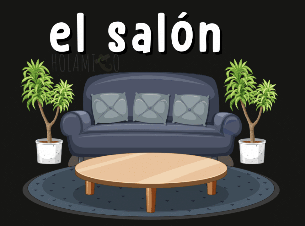 Schéma présentant le salon en espagnol avec une illustration